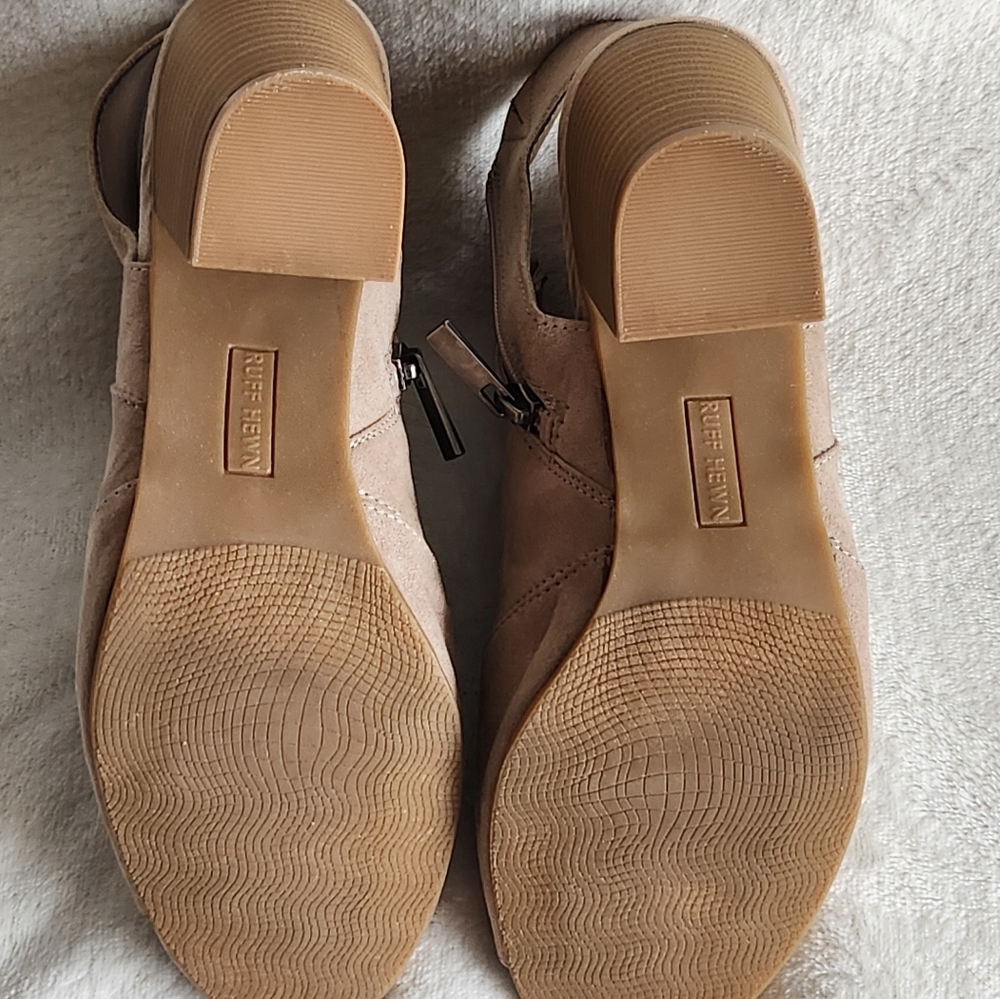 Ruff Hewn Boots Womens 8 M Pia Peep Toe Slingback Zip Bootie Brown Fabric Heels - Picture 3 of 10